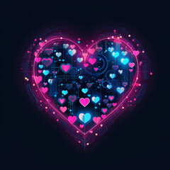 Pink Blue Neon Love Heart Valentine