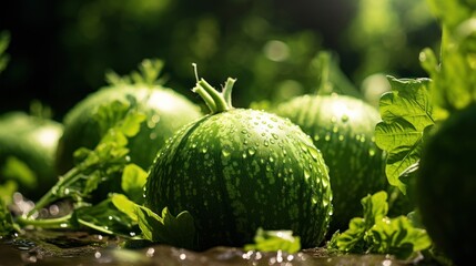 Garden - green watermelon.