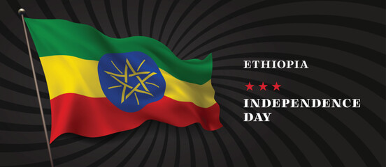 Fototapeta premium Ethiopia independence day vector banner, greeting card.