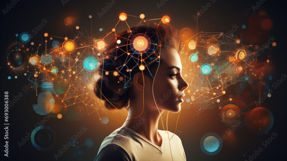 Poster An image of a person engaged in a cognitive training app, emphasizing the role of technology in providing tools for mental exercises and enhancing brain functions.