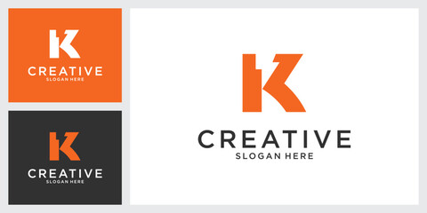 Initial letter K with lightning bolt logo vector design - obrazy, fototapety, plakaty