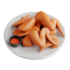 3D Illustration of Spicy Chicken Wing Delight