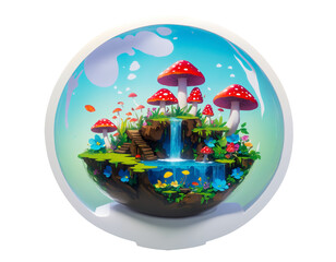 Obraz premium a clip art of mushroom tree in a flower and fruits as outline