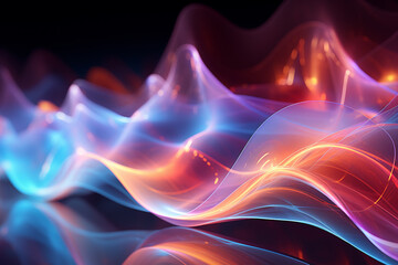 An abstract representation of sound waves in vibrant colors.