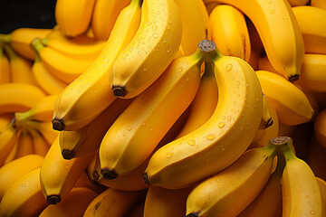 close-up view of bananas against a bunch of fresh bananas in the organic market