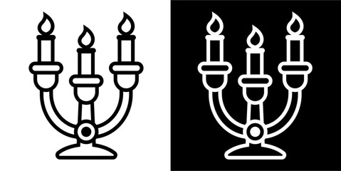Candlestick, candle, chandelier Icon. Black icon. Black line logo