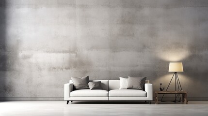 minimalistic loft appartement with a blank concrete wall