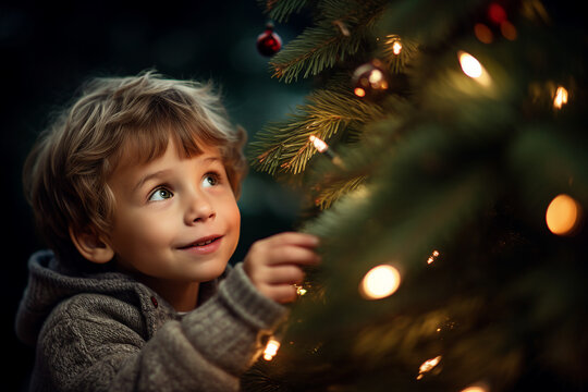 AI generated picture of happy child in cozy festive christmas vibe