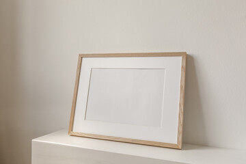 Wooden frame landscape orientation minimalistic mockup
