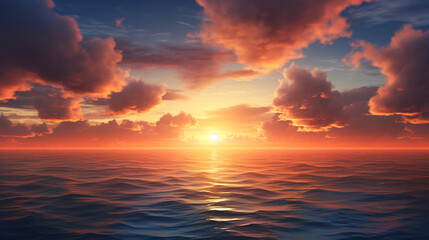 Naklejka na ściany i meble Sunset Sky Coastline Ocean Sea Water Clouds