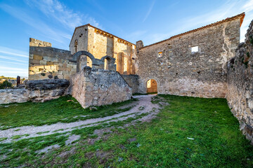 Obraz premium St. Frutos hermitage ruins at Duraton river gorge. Segovia. Spain. Europe.