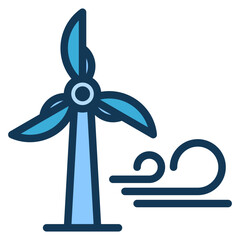 Wind Icon. included in ecology blue colour style icon set.