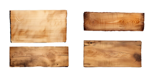 Set of wood pieces used for empty sign illustration mockup, Isolated on Transparent Background, PNG