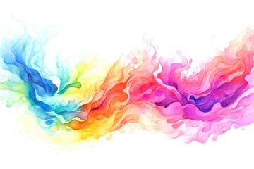 Fototapeta na wymiar Watercolor rainbow waves on white background