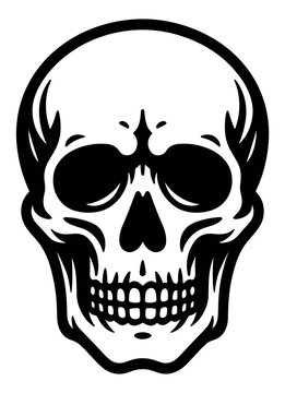 Flat vector skull illustration isolated on white background. Can be used for logo element, or any kind of decoration or print work.