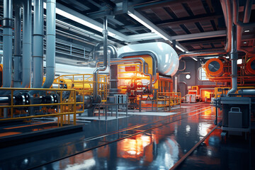 Future concept Smart factory workshop work background illustration