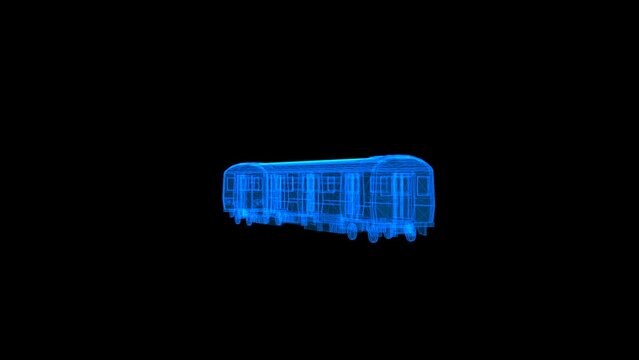 blue wireframe train technology, alpha channel