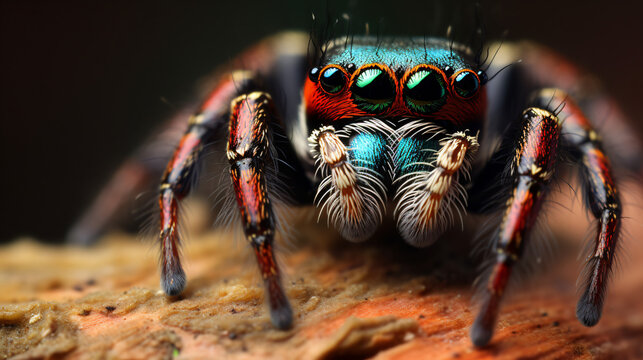 Macro shot of Phidippus regius spider