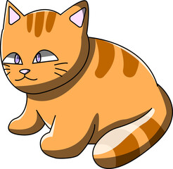 Orange cat looking sleepy vector drawing illustration