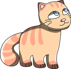 Dreamy cat with pastel colors looking up vector drawing illustration