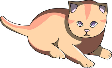 Laying down orange cat vector drawing illustration