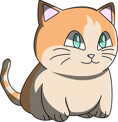 Chubby cat with pastel colors vector drawing illustration