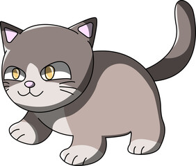 Sus looking gray cat vector drawing illustration