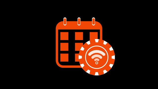 WIFI wireless icon with gears , and calendar icon .WIFI updated day by day .