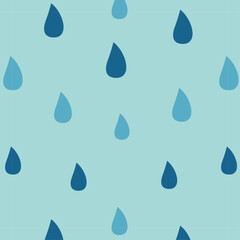 Seamless pattern with blue raindrops