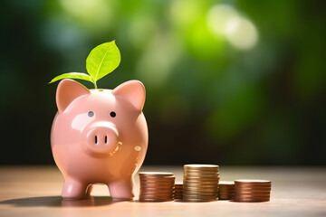 Smiling Piggy Bank and Golden Harvest - Financial Growth Generative AI