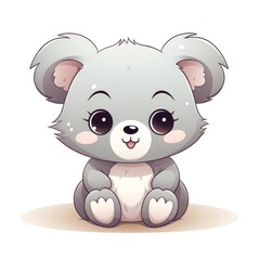 Cute cartoon 3d character koala bear on white background