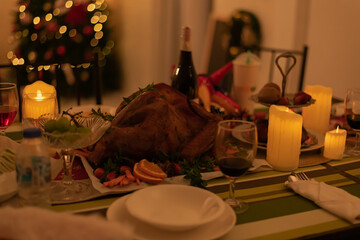 A family is preparing the Christmas table.