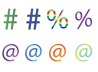 Present day hashtag percentage and at sign Free Vector,sign and symbol illustration,Business or company icon design,Set of alphabet symbols icon free vector template,Icon Symbol Vector Template design