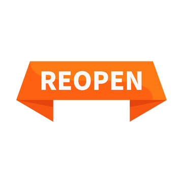 Reopen In Orange Ribbon Rectangle Shape For Advertisement Information Announcement Business Marketing Social Media
