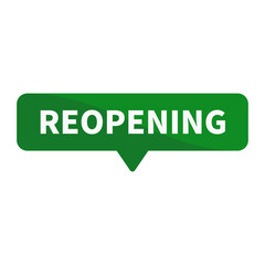 Reopening In Green Rectangle Shape For Promotion Announcement Business Information Marketing Social Media
