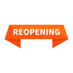 Reopening In Orange Rectangle Ribbon Shape For Promotion Announcement Business Information Marketing Social Media
