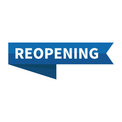 Reopening In Blue Ribbon Rectangle Shape For Promotion Announcement Business Information Marketing Social Media
