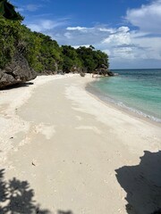 View of beautiful beaches with white sand and turquoise water in Philippines. High quality photo