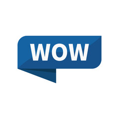 Wow In Blue Rectangle Ribbon Shape For Promotion Announcement Amazing Inspiring Information
