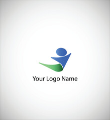Vector symentrical business logo,flat design man logo design
