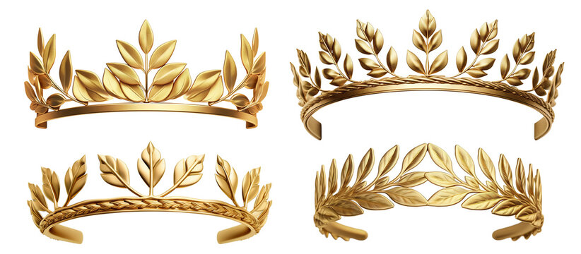 Set of golden olive crowns (laurel wreaths), cut out