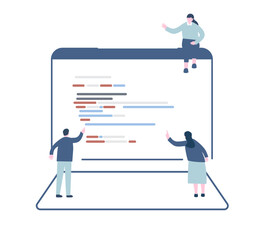 Obraz premium Vector illustration of programing with people 