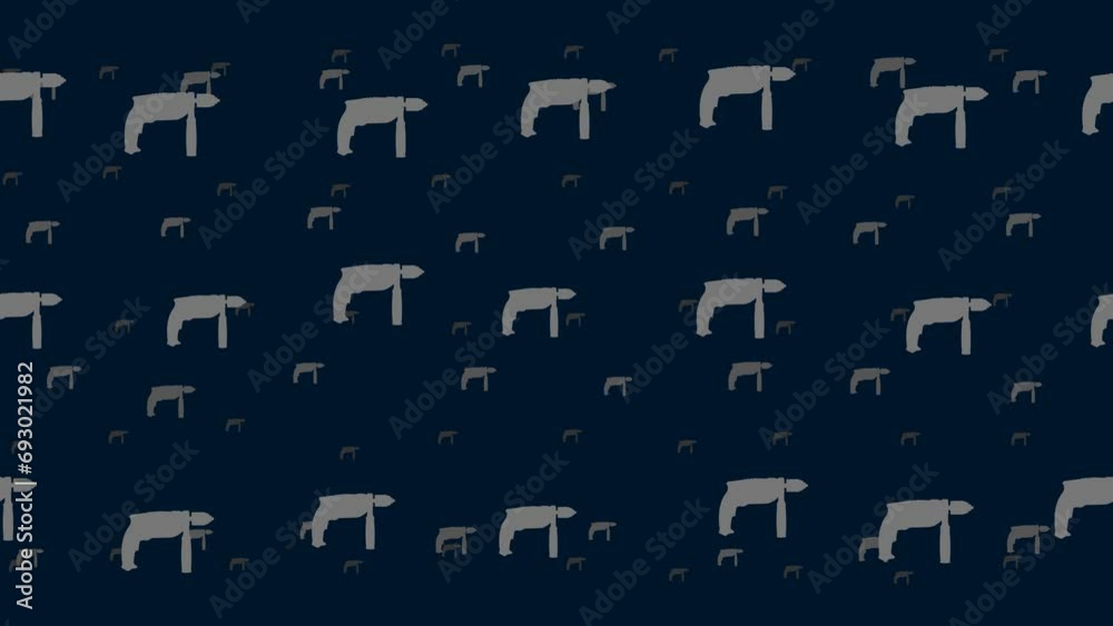 Poster drill symbols float horizontally from left to right. parallax fly effect. floating symbols are locat