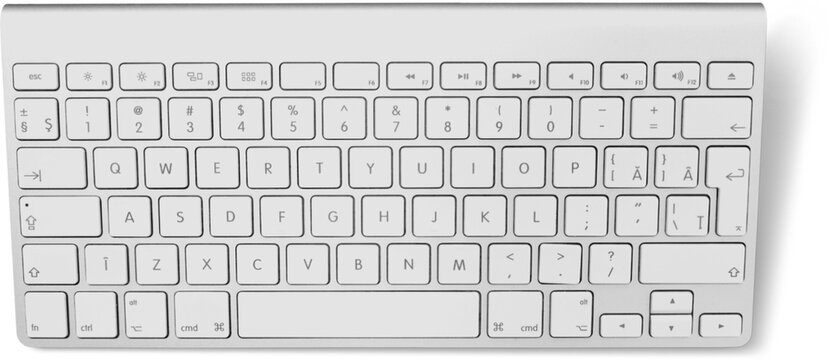 Close up view isolated desktop keyboard on plain background suitable for your element project.