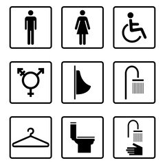 set of toilet and ablution  symbols