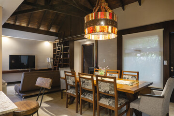 Dining room interior with a table