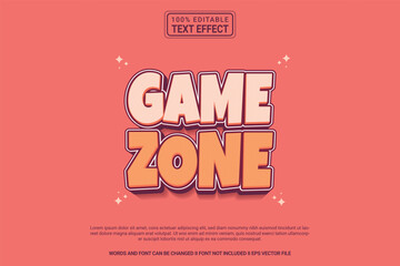 Editable text effect Game zone 3d cartoon template style modren premium vector - obrazy, fototapety, plakaty