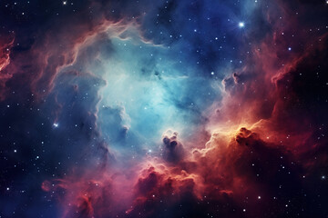 Nebula, the giant cloud and dust of gas in space. Generative AI - obrazy, fototapety, plakaty