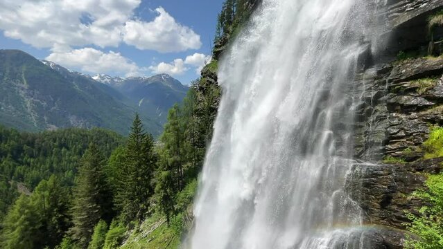 Stuibenfall waterfall bigest waterfall in Tirol in the Otztal valley in Tyrol Austria during a beautiful springtime day in the Alps.