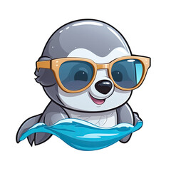 Little cute dolphin wearing sunglasses.